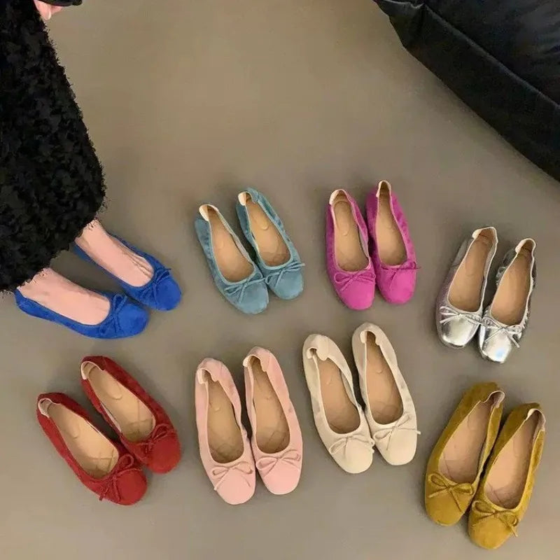 Design Fashion Flats Shoes Women Ballerinas Round Toe Bowtie Slip on Ballet Flats Lazy Loafers Moccasins Ladies Casual Shoes - reetell