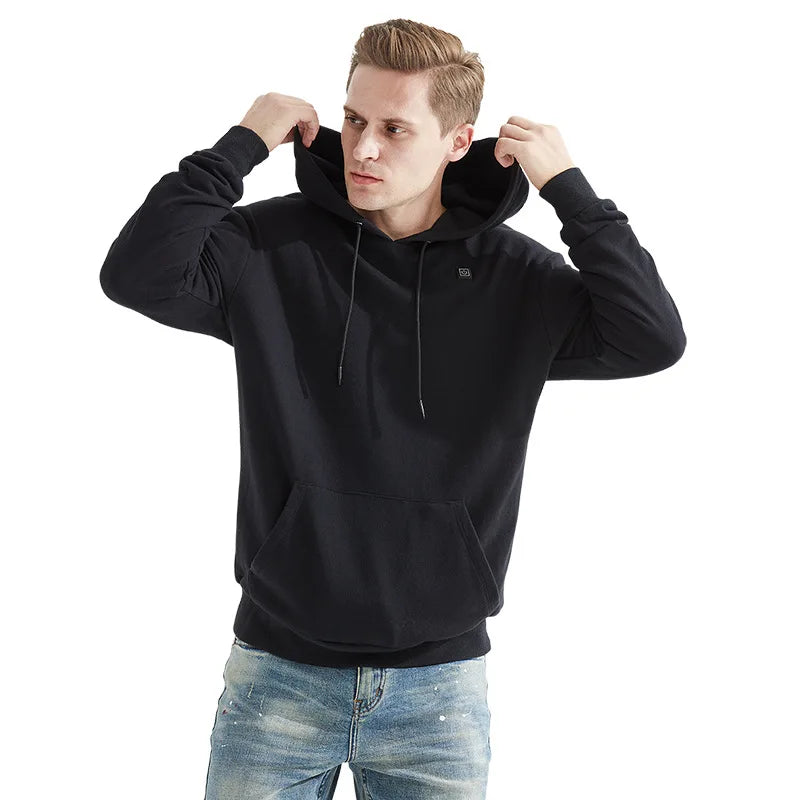 Winter Men's and women's  USB Heated hoodies Cotton Zipper Pocket Wool Thick Lovers Fall/winter Heating casual hoodies - reetell