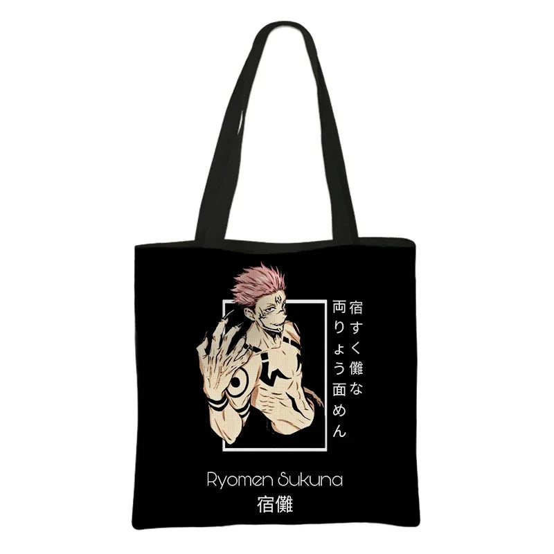 Japanese Anime Jujutsu Kaisen Tote Bags Gojo Satoru Tops Yuji Itadori Girls Shoulder Bag Women Handbag Beach Party Shopping Bag