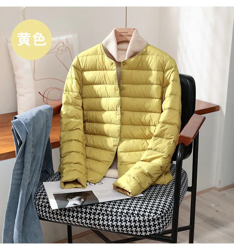 2024 New Arrivals Autumn Winter Warm Women White Duck Down Slim Jackets Female Fashion Ultra Lightweight Packable Puffer Coats - reetell