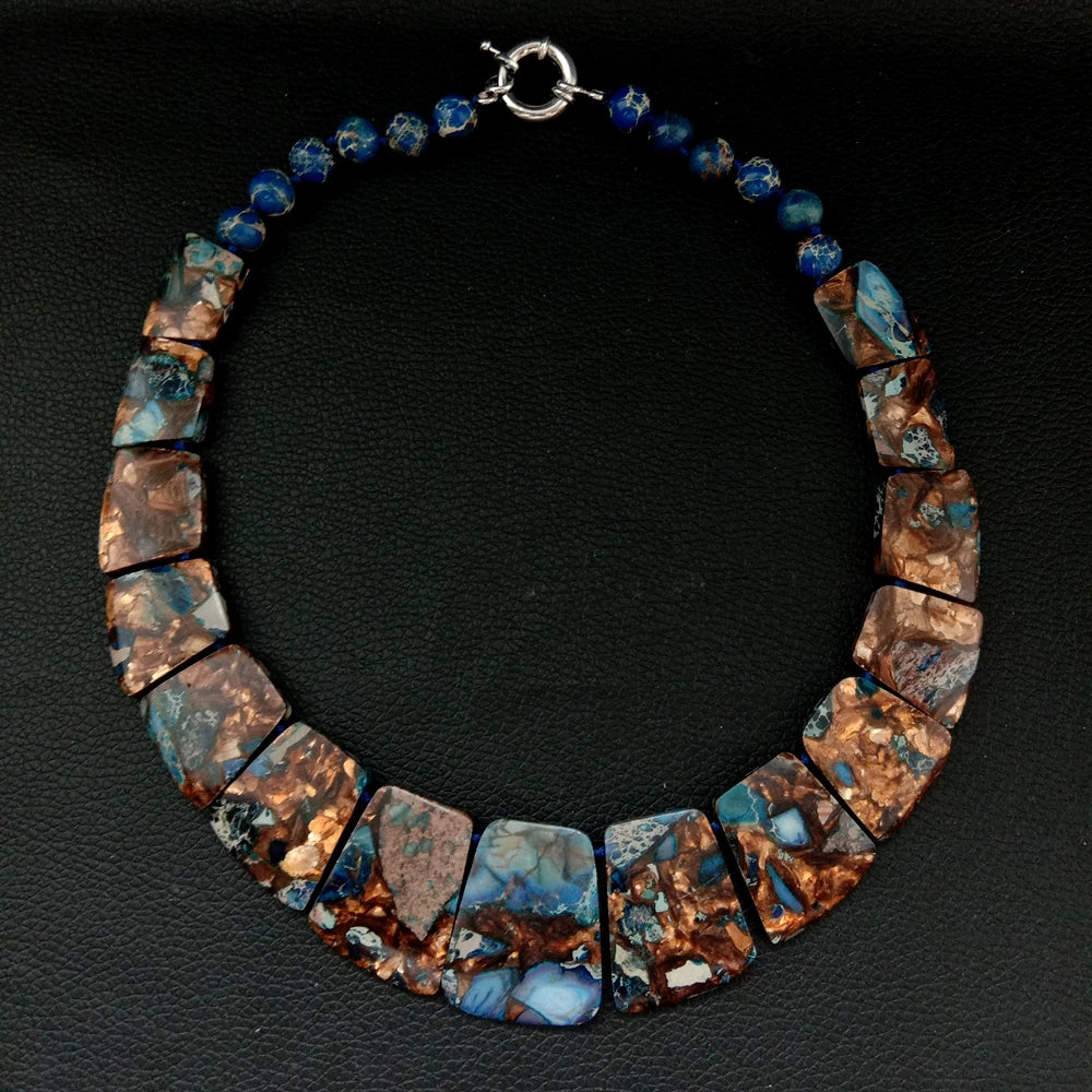 Y·YING 19''  Mixed Color Sea Sediment Imperial Jasper Graduated Necklace