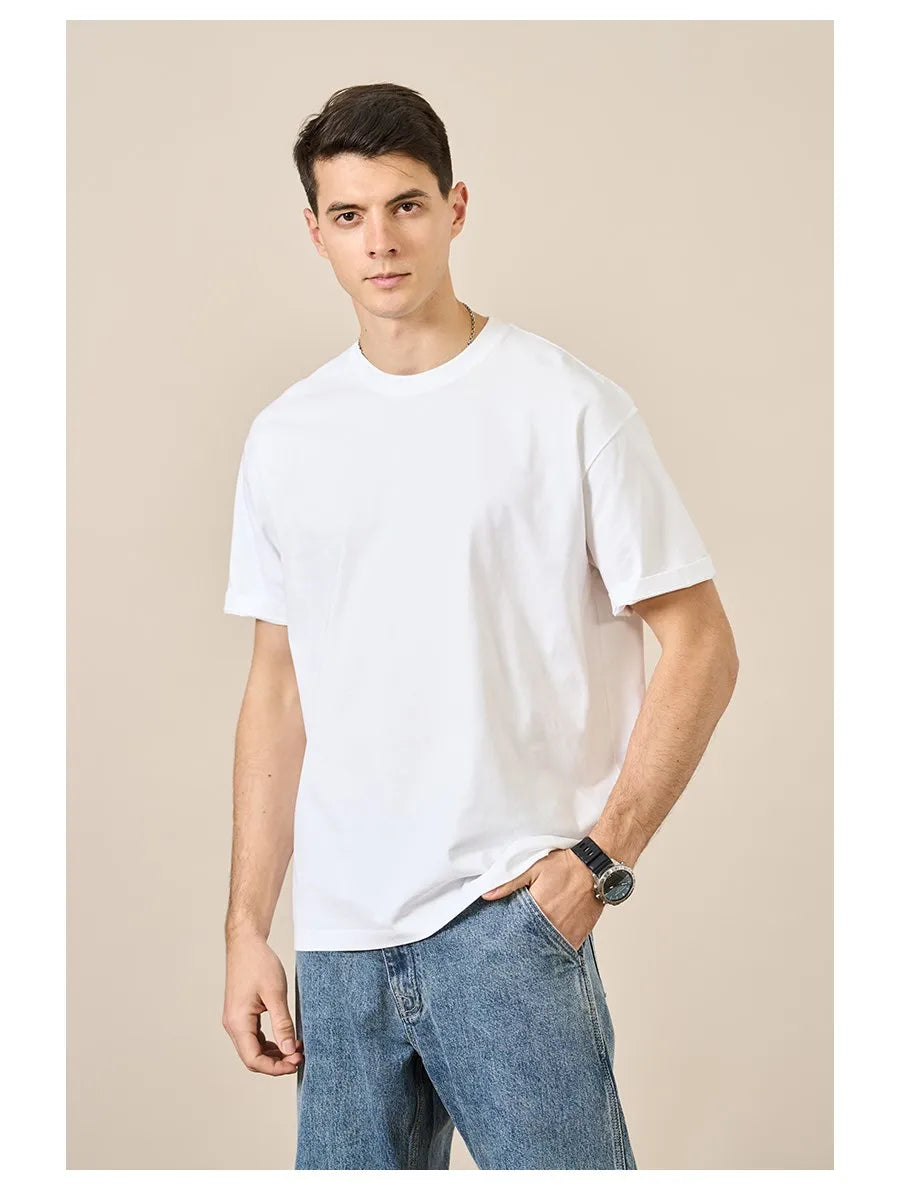 SIMWOOD 2024 Summer New 100% Cotton White Solid T Shirt Men Causal O-neck Basic T-shirt Women High Quality Classical White Tops