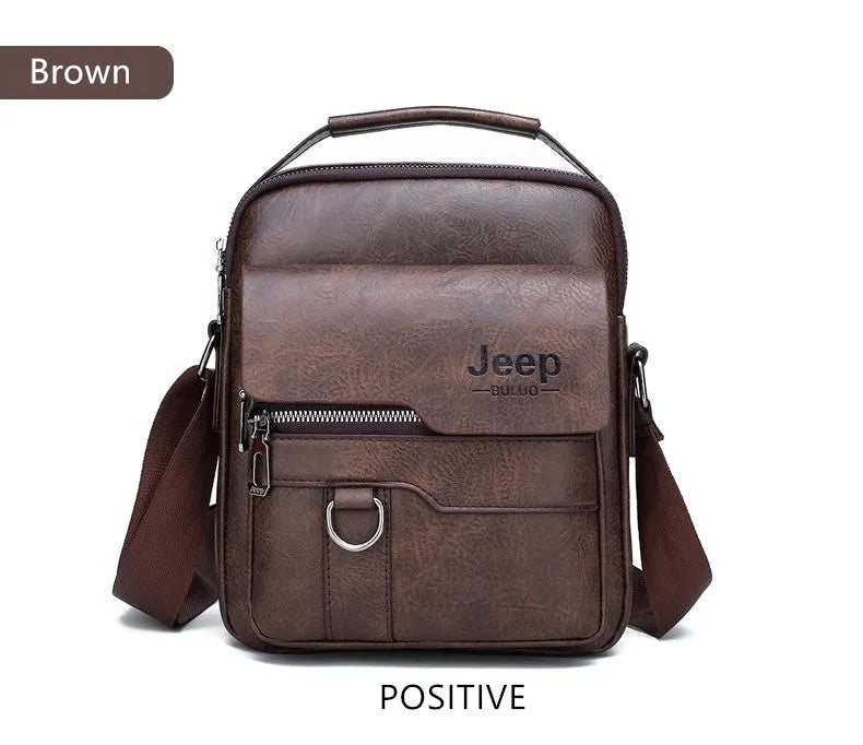 JEEP BULUO Crossbody Messenger Bags Business Casual Handbag Brand Shoulder New High Quality Leather For Men Business Casual Fash