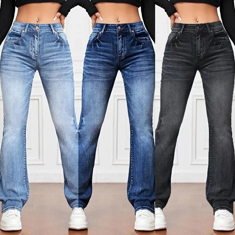 Women Stretch Denim Jeans Ladies Slim Straight Pants Casual Pantalones de mujer pantalon femme - reetell