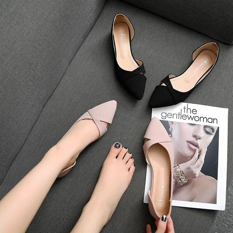 Shoes for Women Evening Woman Flats Pointed Toe Pink Slip-on Popular Elegant and Fashionable Summer 2024 High Quality Fashion 39 - reetell