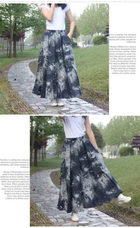 Fashion Summer Cotton Linen Women Skirt Saia Casual Vintage y2k Print Long Skirts Woman Clothes Bohemian Faldas Maxi Bottom Jupe - reetell