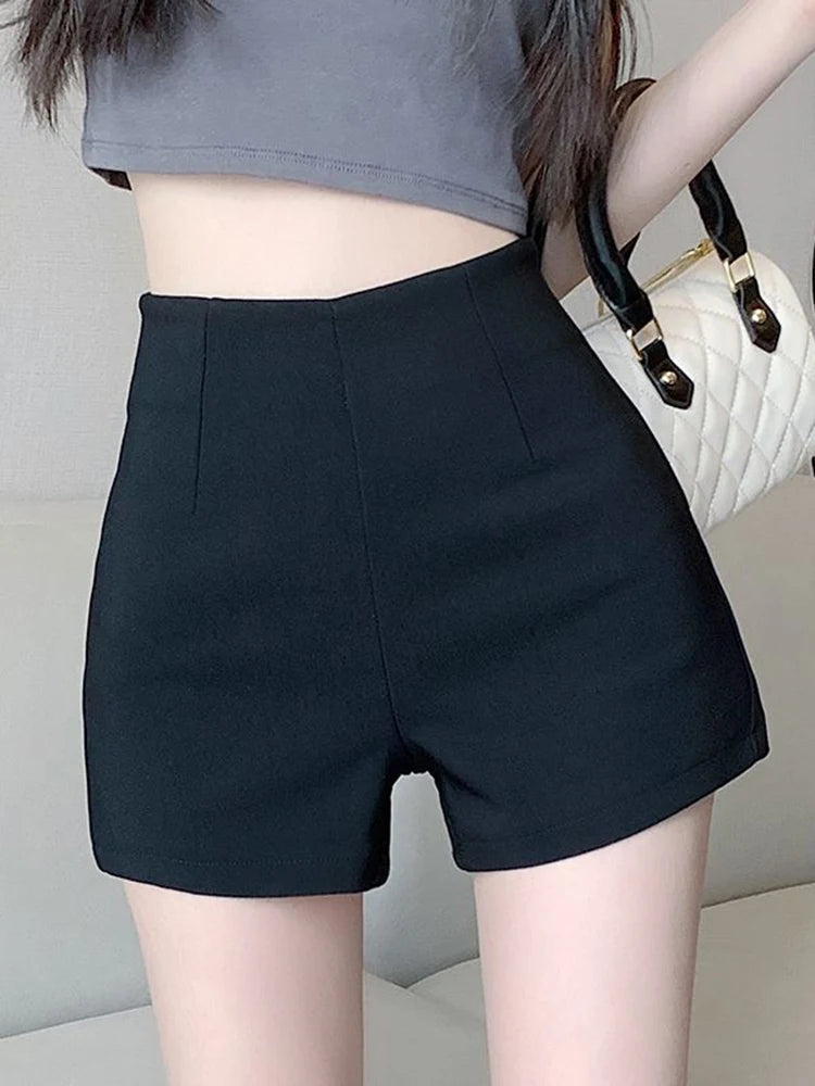 Zoki Pure Cotton Slim Sexy Shorts Women Korean Elegant Casual A Line Shorts Fashion Simple Female All Match Summer White Shorts - reetell