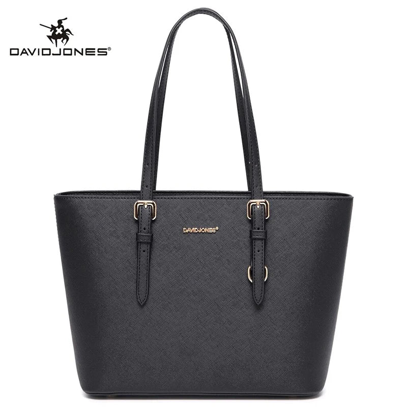 David Jones Trendy Women's Simple Atmosphere Tote Bag Small Popular Design Solid PU Leather Large Capacity Fashion Shoulder Bag - reetell