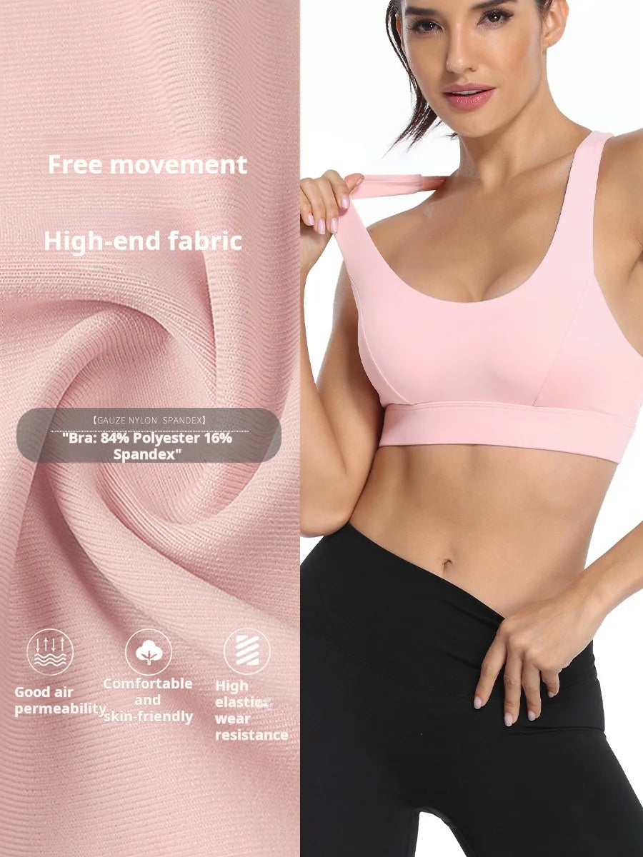 Women's back breathable mesh sports bra shockproof skin-friendly gathered chest fitness running workout yoga wear vest bra - reetell