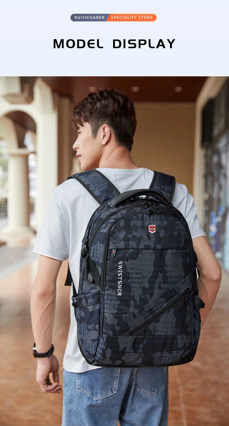 2024 New Waterproof Man Backpack Fit 17inch Laptop USB Charging Backpack Women Oxford Travel Male Bag Vintage School Bag Mochila