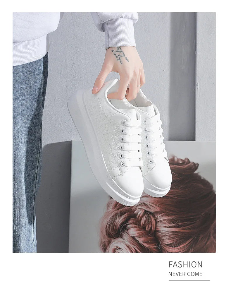 Sneakers for Women New Fashion Platform Shoe Spring Autumn Casual Flats Female Thick Sole Breathable White Vulcanized Shoes