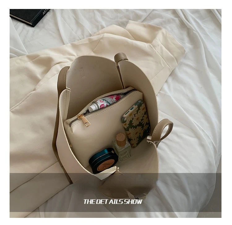 Commuter Tote Bag Large Capacity 2024 New Mother Commuting Bag Portable Fashionable One Shoulder Versatile Underarm Bucket Bag