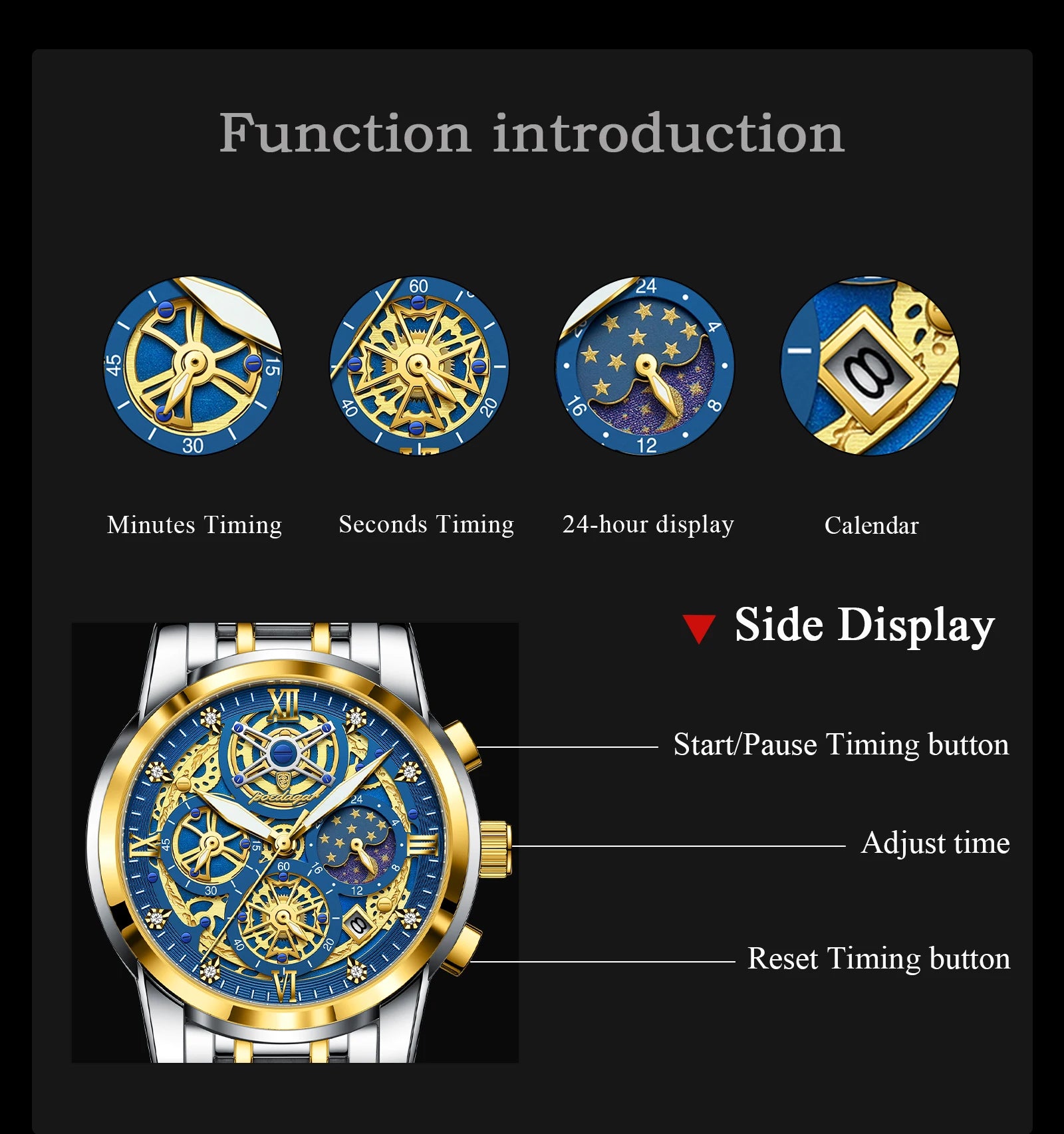 POEDAGAR Luxury High Quality Man Watch Waterproof Luminous Chronograph Date Men Watch Stainless Steel Quartz Men's Watches Reloj