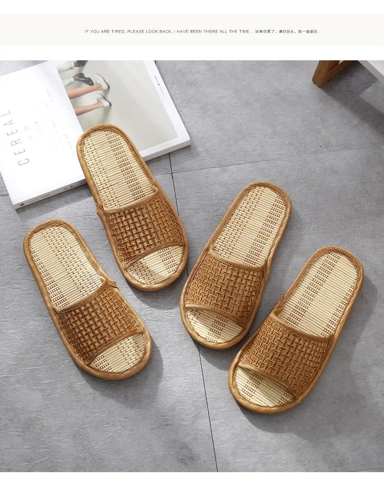 men women Bamboo rattan grass summer home lovers straw mat slippers indoor thickened softwood floor home sandals