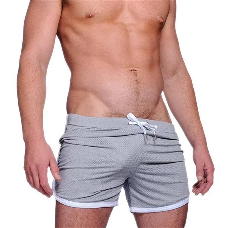 Muscle Bodybuilding Summer Men's Athletic Shorts Beach Pants Casual Mesh Fitness Short Shorts Quick-Drying Breathable - reetell