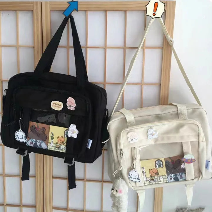 Japanese High School Girls JK Bag Transparent Handbags Book Bag Satchels Shoulder Bag Itabag Big Crossbody Bags Women Ita bag