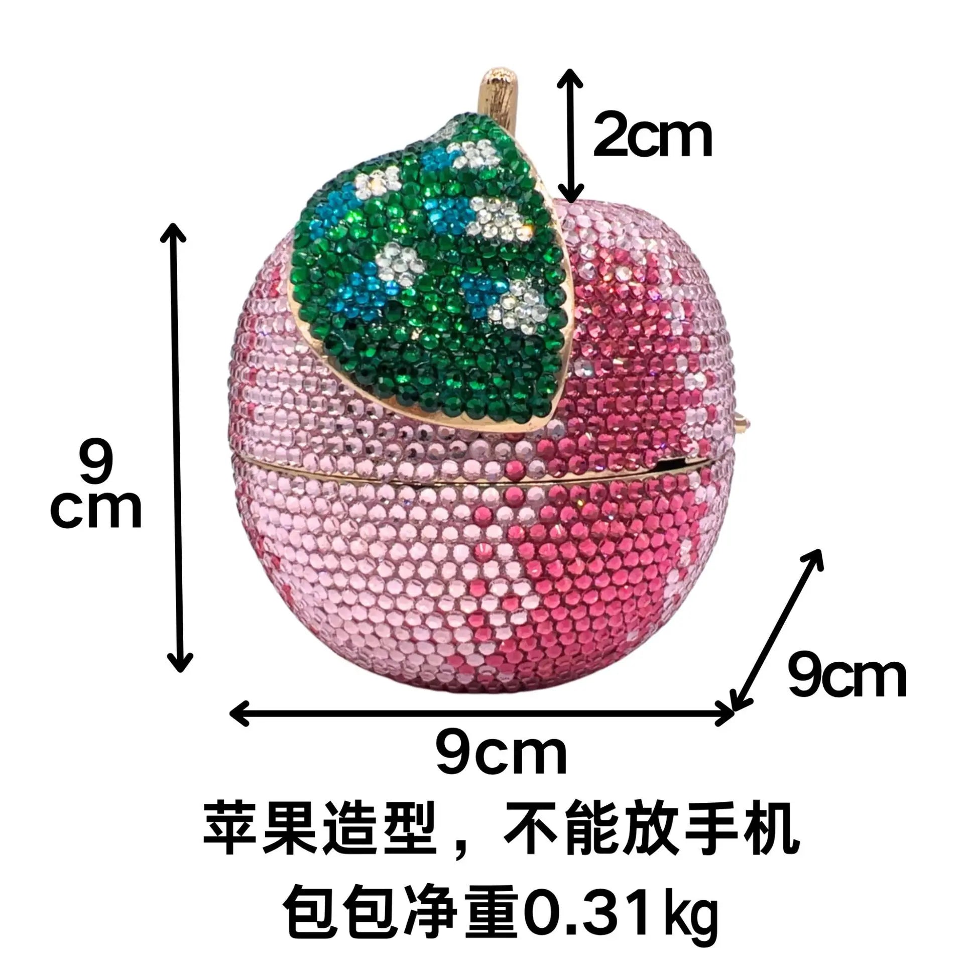 XIYUAN Apple Fruit Crystals Evening Clutch Bags Women Gems Shoulder Bags Bling Diamond Metal Clutch Purses Wedding Party Purse