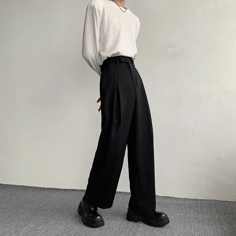 2023 New Black Suit Pants Men Fashion Social Mens Dress Pants Korean Loose Oversized Wide Leg Pants Mens Formal Trousers M-2XL - reetell