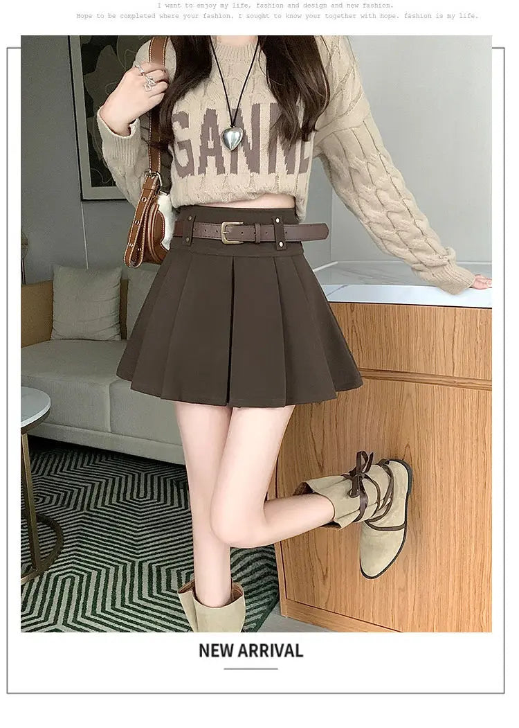 Casual Solid Color High Waist Pleated Fashion Loose Femme A-line Skirt Sweet 2023 New Black Spring Autumn Thin Women's Clothing - reetell