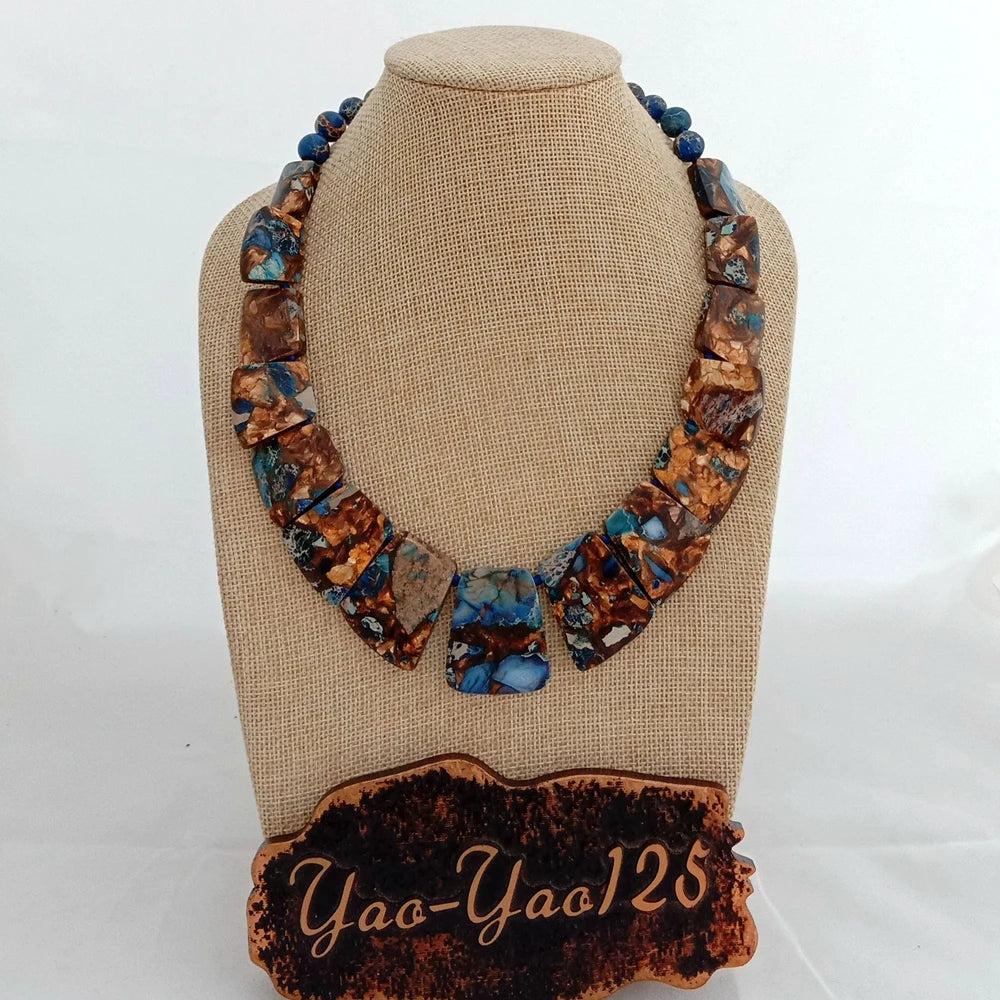 Y·YING 19''  Mixed Color Sea Sediment Imperial Jasper Graduated Necklace