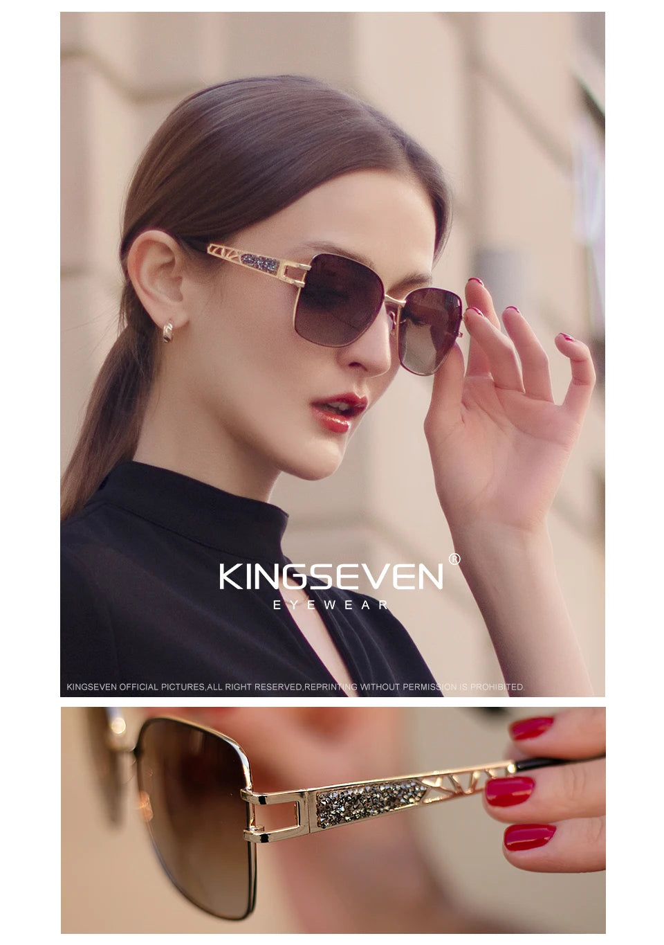 KINGSEVEN 2023 Polarized UV400 Women Sunglasses High Quality Stainless Steel Ladies Sun Glasses Elegant Design Fashion Eyewear - reetell