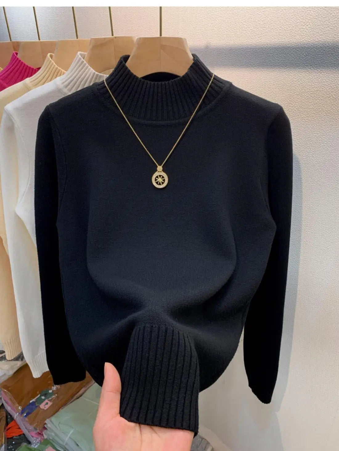 Candy Color Half Turtleneck Sweater Pullover Women Fall Winter Slim Soft Knitwear Jumper Korean Casual Warm Knit Long Sleeve Top - reetell