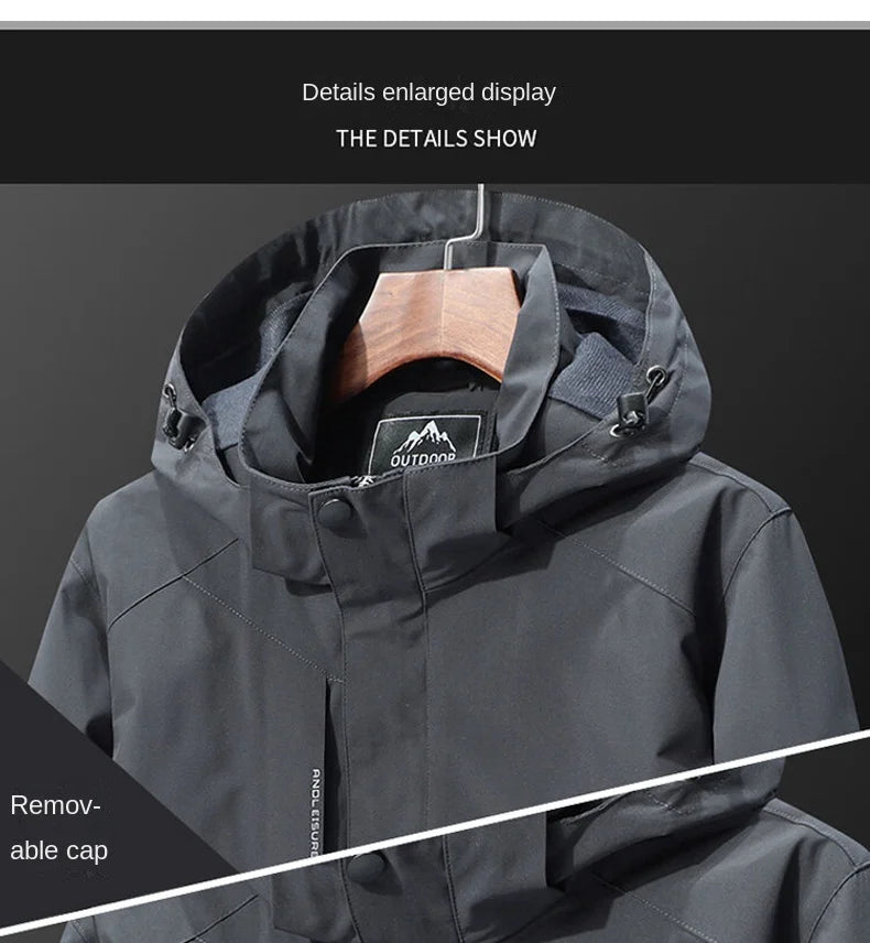 Casual Men's Lightweight Windbreaker Jacket Spring and Autumn Waterproof Work Hooded Sports Raincoat Unisex Camping Travel Coat - reetell