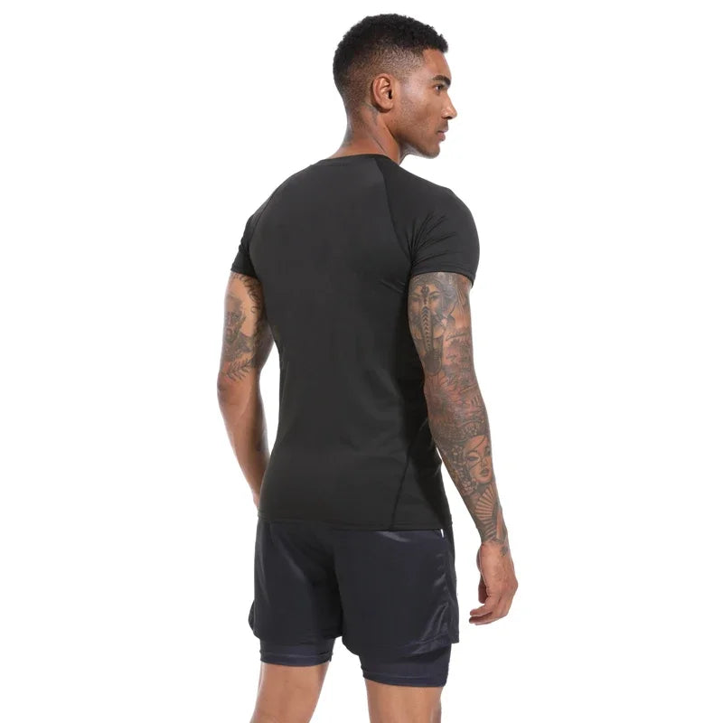 Men's Compression Shirts Summer Short Sleeves Tees T-shirt Gym Workout Fitness Running Tops Undershirts Baselayer Sportswear