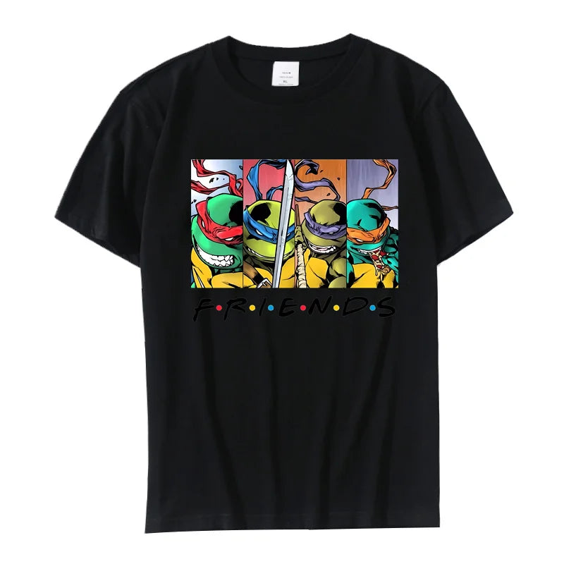 T Shirt Men Women TMNT Print Cotton Cartoon Teenages Mutants Ninjas Turtles Kawaii T-Shirt Anime Tshirt Men Female Clothing - reetell