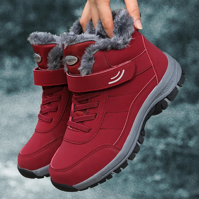 Winter Women Snow Boots Warm Plus Velvet Men Cotton Shoes Windproof Women's Boots Comfortable Casual Shoes Non-slip Hiking Boots - reetell