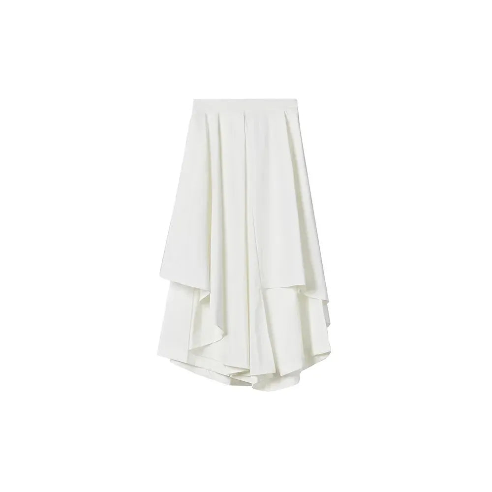 Gothic Frosty Irregular Skirts Pants Women High Waist Solid White Black Brown Long Pleated Skirts 2022 Korean Hip Hop Streetwear - reetell