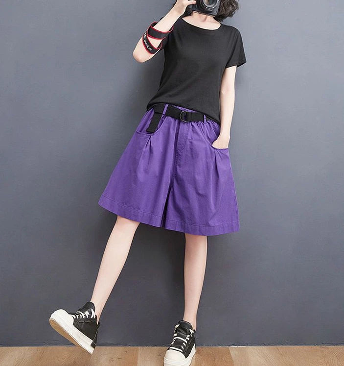 Women's Shorts Half Baggy Mid Length Wide Black Female Short Pants Loose Bermuda Knee Low Price Classic Harajuku Fashion New In - reetell