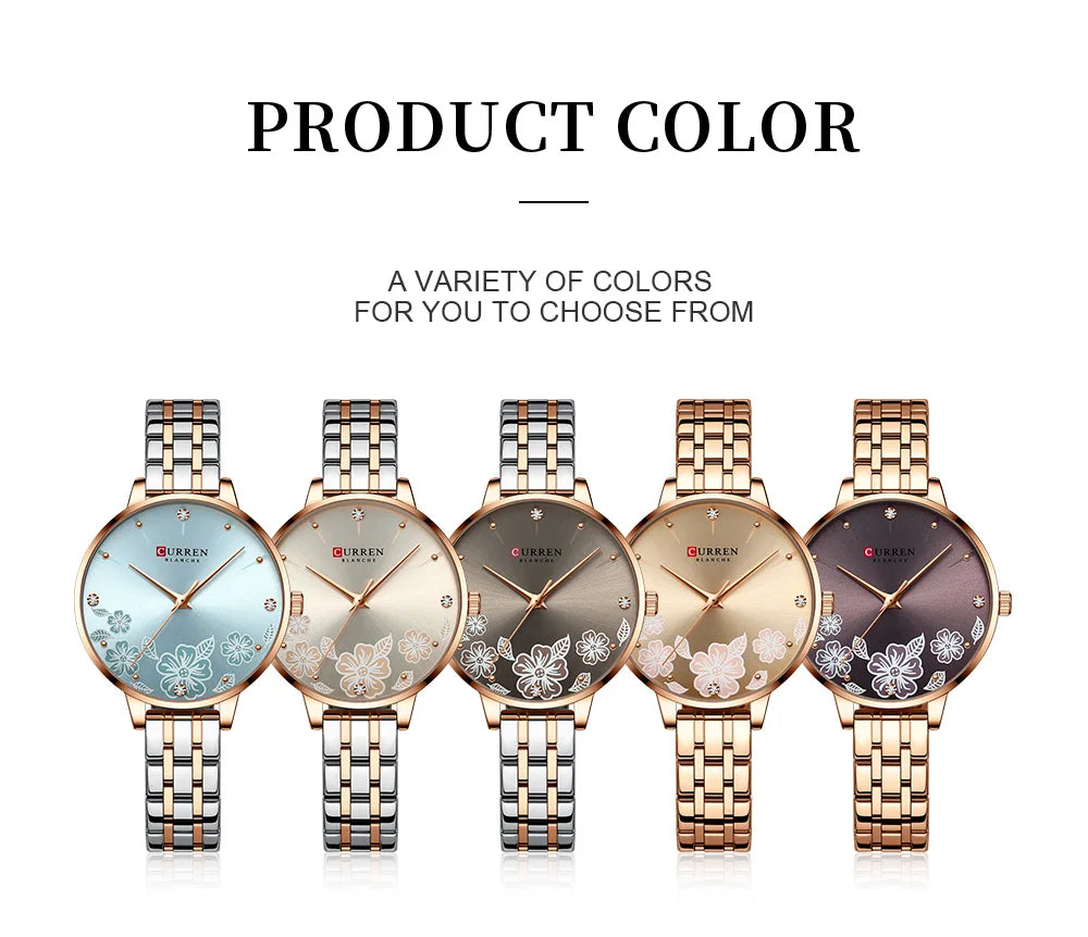 CURREN Brand Fashion Women Watches Stainless Steel Ultra Thin Quartz Watch Woman Romantic Clock Women's Watches Montre Femme