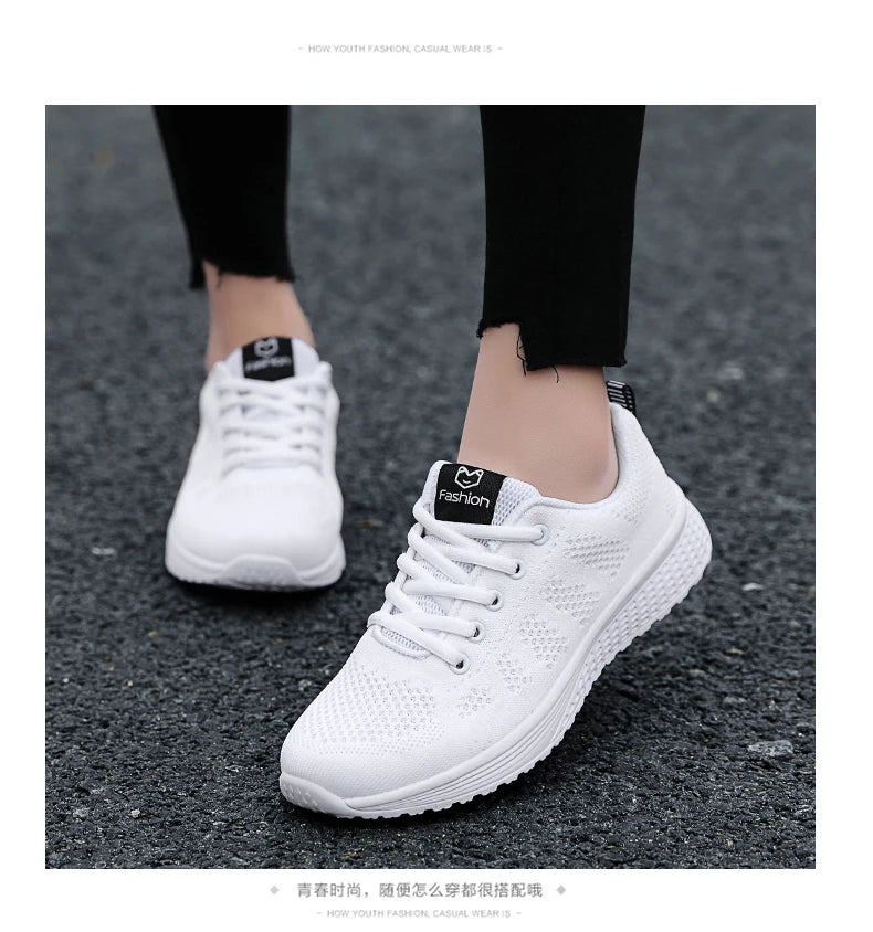 Wedges Shoes for Women Sneakers Mesh Breathable Casual Female Shoes Flat Light Lace-Up Summer Running Shoes Woman Vulcanize Shoe