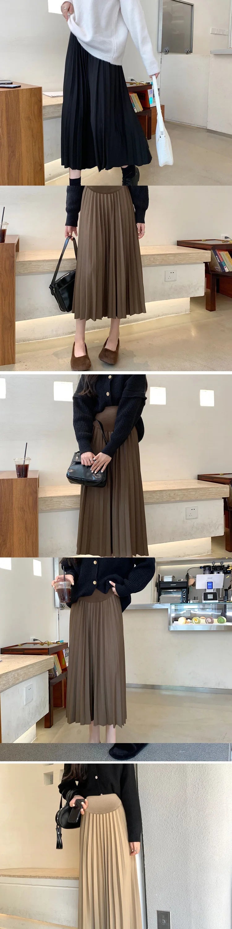 Maternity dress Pleated Thick Warm Maternity Skirts Elastic Waist Belly Casual Clothes for Pregnant Women Clothing Pregnancy