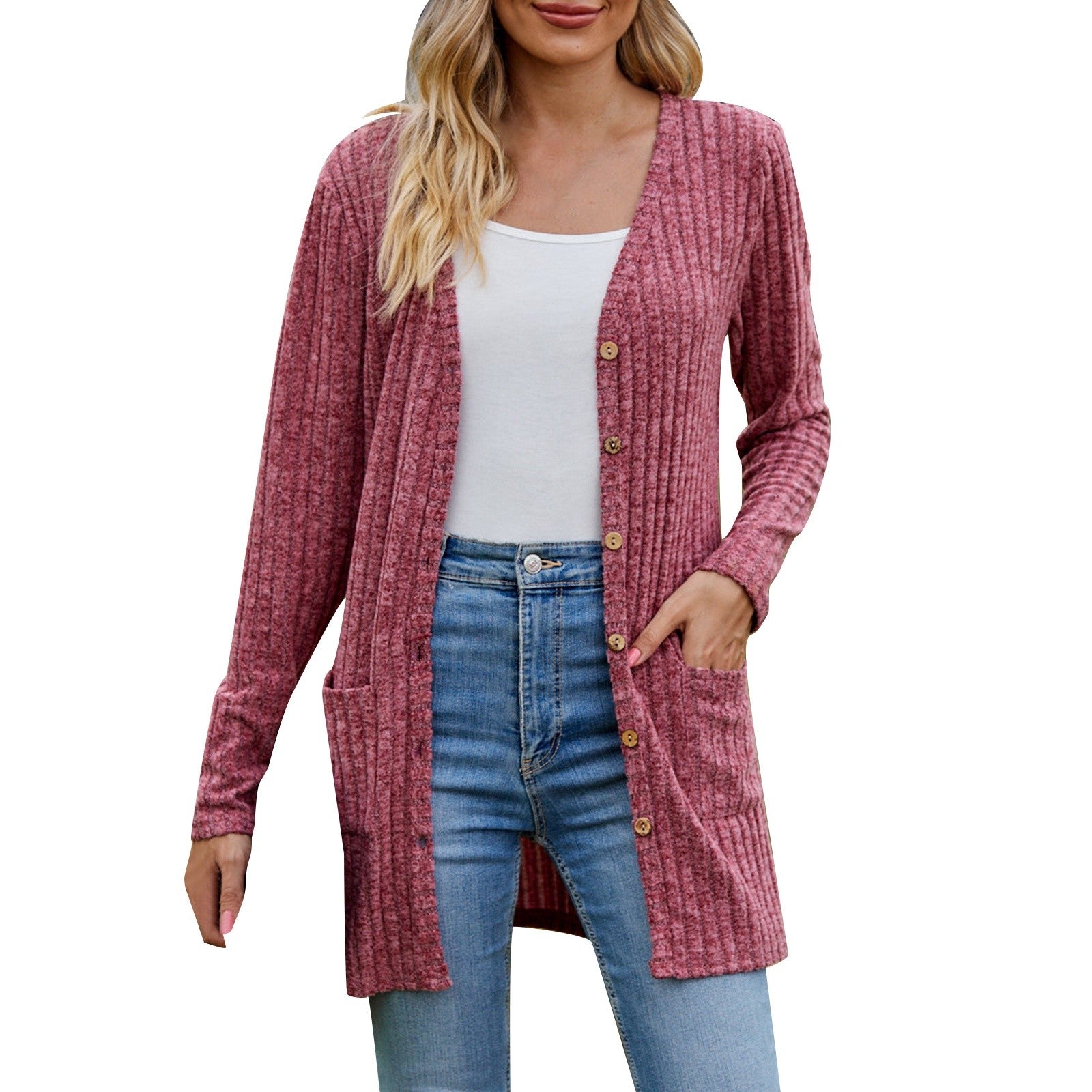 Women's Cardigan Sweater 2023 Autumn and Winter New Female Long Coat Twisted Rope With Button Solid Color Knitted Sweaters Women - reetell