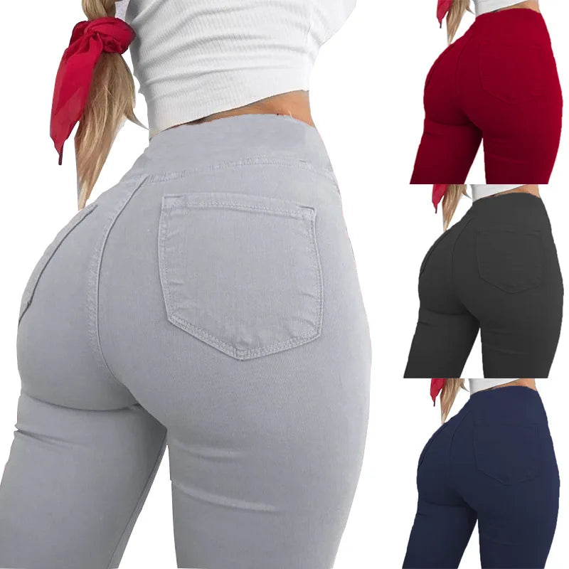 Woman Denim Pencil Pants Stretch Waist Slim Female Trousers Multi-size Slim Jeans For Women Skinny High Waist Spring Autumn - reetell