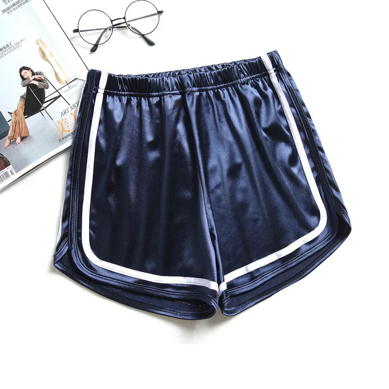 2024 Summer Women Satin Shorts High Waist Female Casual Beach Short Pants Elastic Ladies Fitness Running Sports Yoga Shorts - reetell