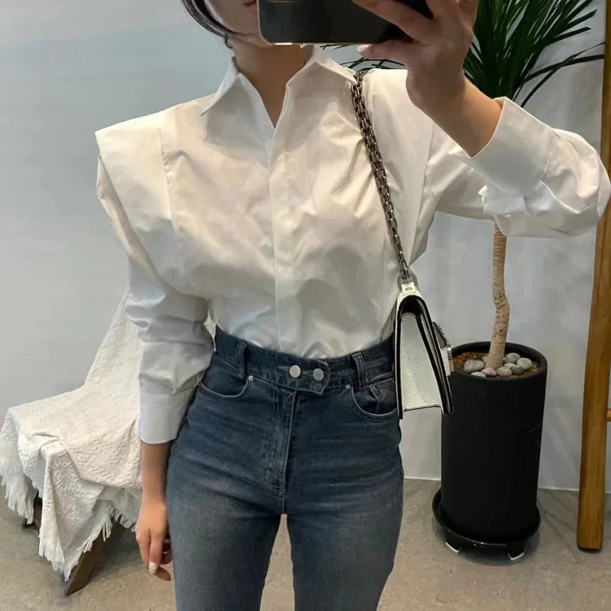 Women's Shirt Autumn 2023 New Chic Long-Sleeve Loose Blouses Street Elegant Tops Shirt OL office women blouses and tops shirts - reetell