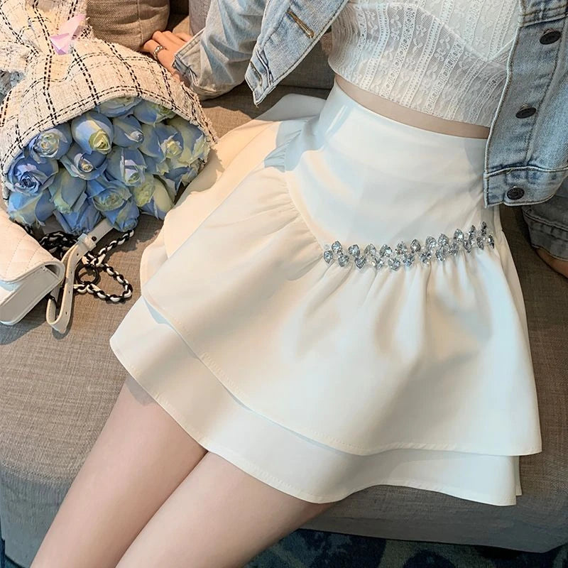 Women's Skirt Short Pleated Pleat Sexy Mini Gyaru High Waist Ruffle Skirts for Woman Chiffon Cheap Luxury Streetwear Y2k Clothes - reetell