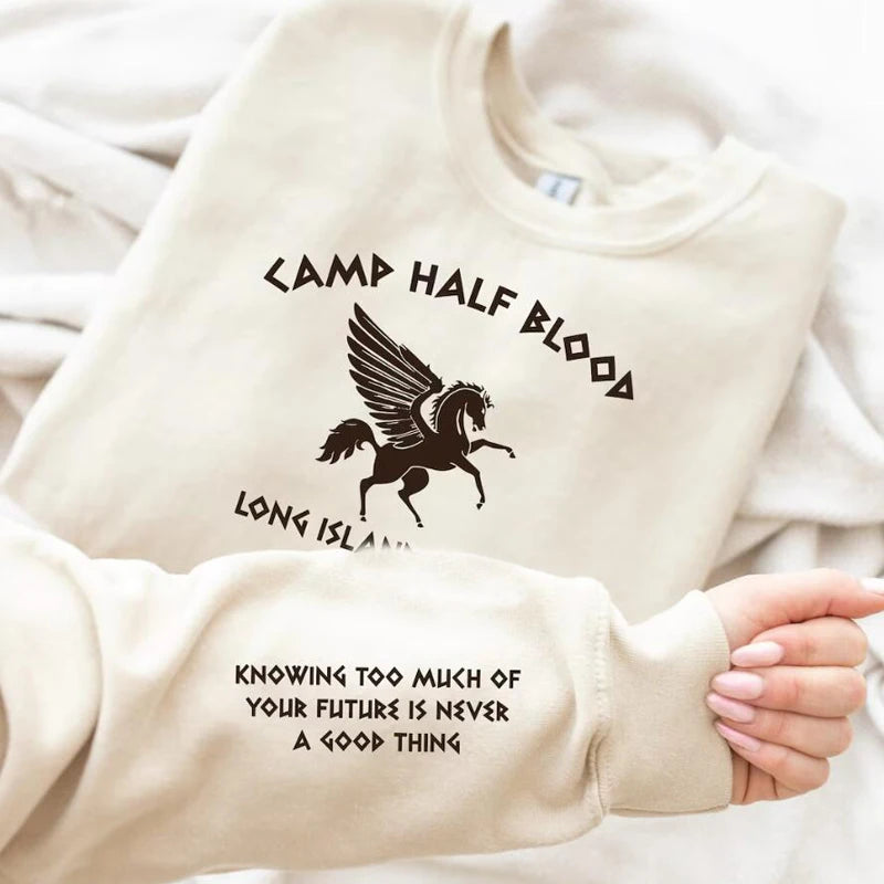 Camp Halfblood Sweatshirt Women Pullover Camp Jupiter Sweatshirts Camp Half-Blood Bookish Graphic Hoodies Unisex Streetwear - reetell