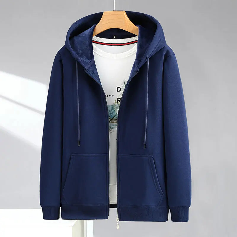 2024 Men Zip Oversized Hoodie Plus Sized Fleece Hood Long Sleeve Top Male Sweatshirt Zipper Loose Baggy Big Size Plus Large 12XL