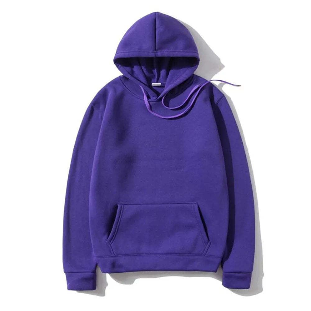 Solid Color Plus Size Hoodie Mens Smooth Sports Pullover Sweatshirt - reetell