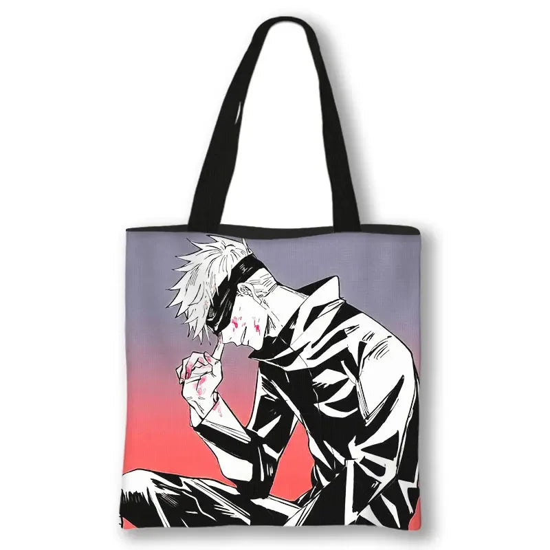 Japanese Anime Jujutsu Kaisen Tote Bags Gojo Satoru Tops Yuji Itadori Girls Shoulder Bag Women Handbag Beach Party Shopping Bag