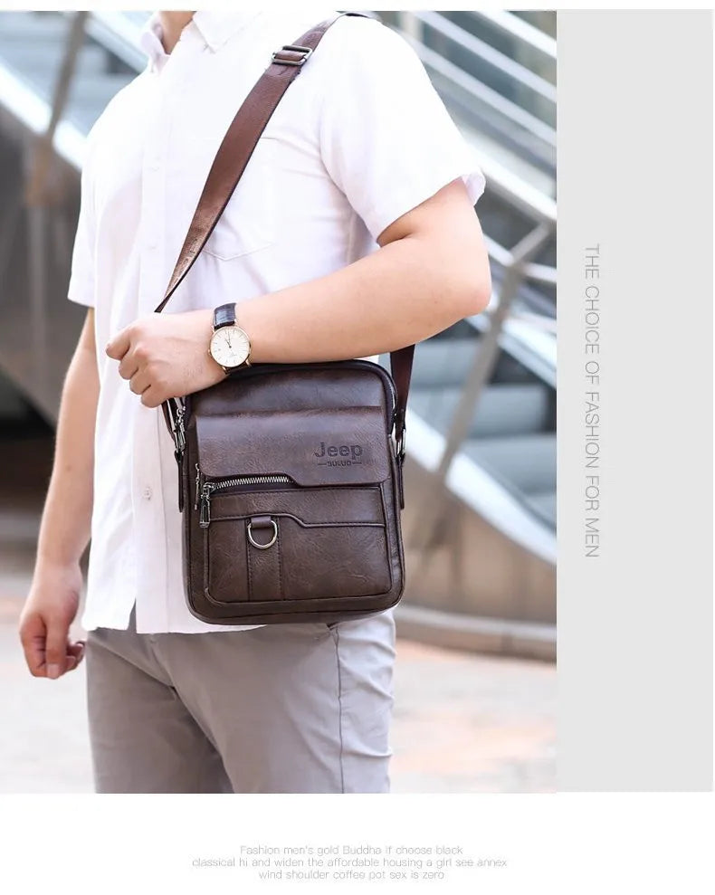 JEEP BULUO Crossbody Messenger Bags Business Casual Handbag Brand Shoulder New High Quality Leather For Men Business Casual Fash