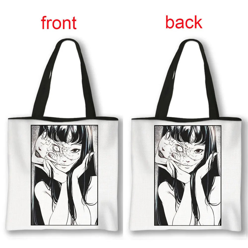 Horror Manga Tomie Women Handbag Large Capacity Totes Bag Hip Hop Junji Ito Shoulder Bag for Travel Girls Reusable Shopping Bags