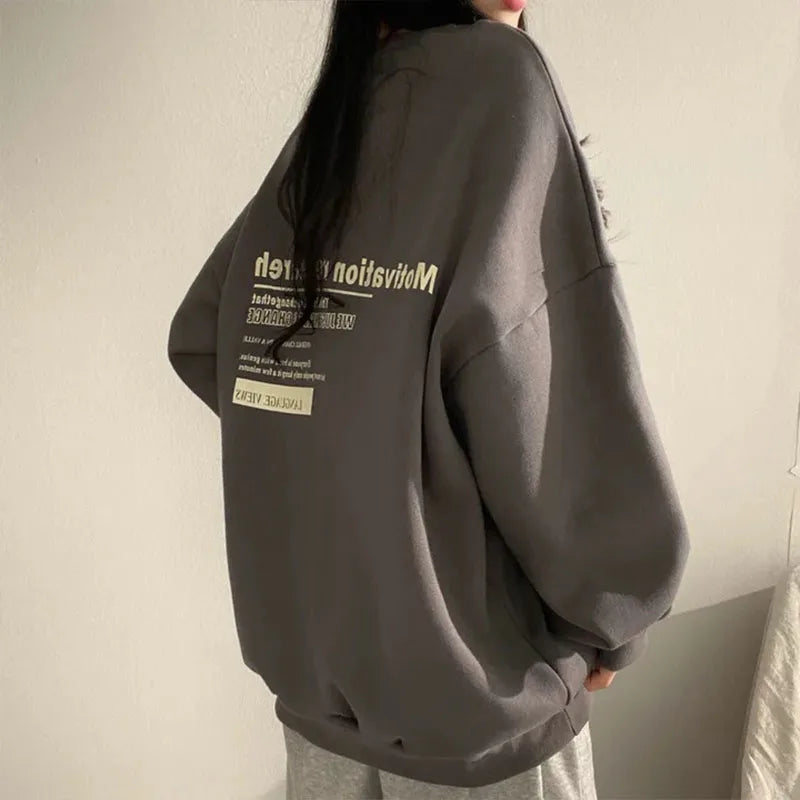 2024 Spring Autumn Women Sweatshirts Long Sleeve Oversized Hoodies Casual Letter Print Loose Pullovers Tops Harajuku Streetwear - reetell