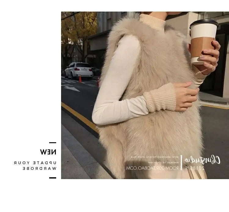 2024 Newest Fashion Quality Fur Vest Coat Warm Women's Vests Winter Furs Fox s Jacket for Women - reetell