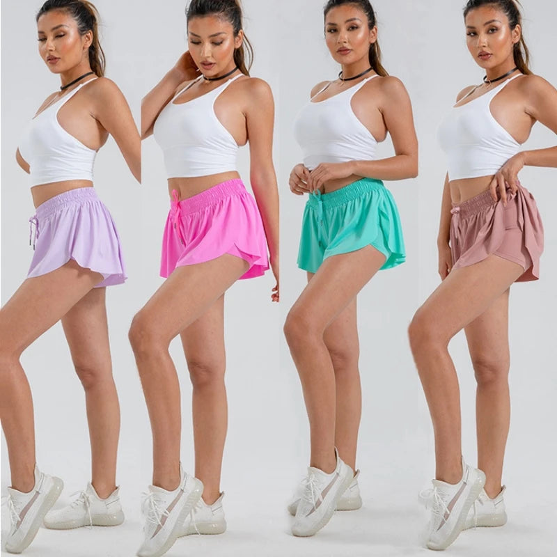 Women‘s 2 in 1 Flowy Running Shorts Casual Athletic Gym Yoga Workout Shorts Spandex Butterfly Tennis Skirts Cute Clothes Summer - reetell