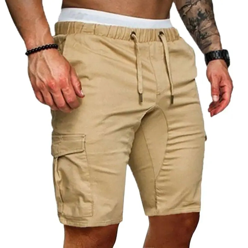 Casual Shorts Mens Summer Cargo Shorts Gym Sport Running Workout Cargo Pants Jogger Trousers Drawstring Solid Jogging Shorts Men - reetell